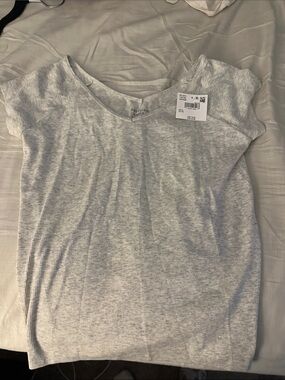 American Eagle Outfitters Women's Short Sleeve Ribbed Tee - Light Gray